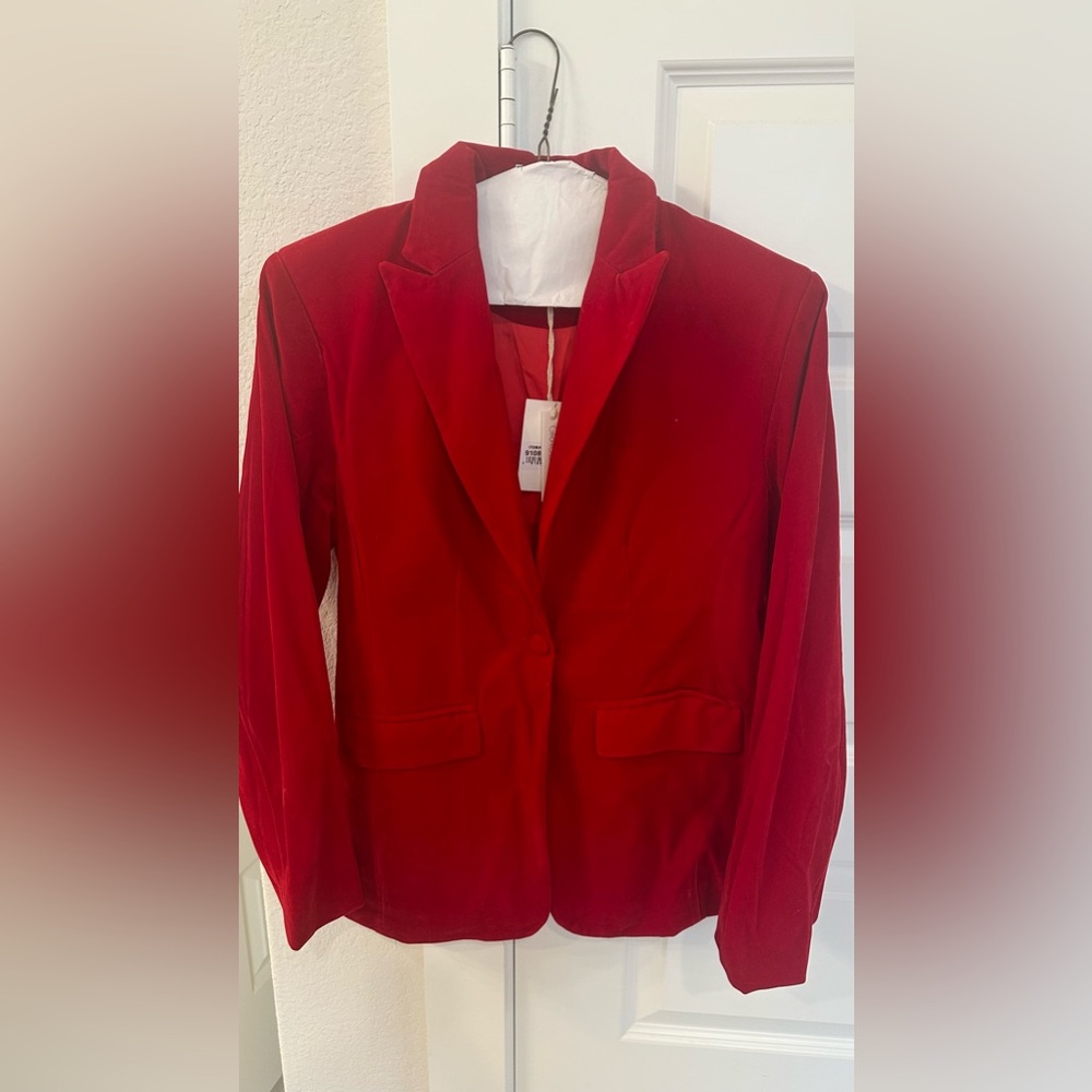 Red velvet blazer